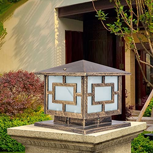 Lanterne d'extérieur E27 étanche en métal antique pour pilier de jardin