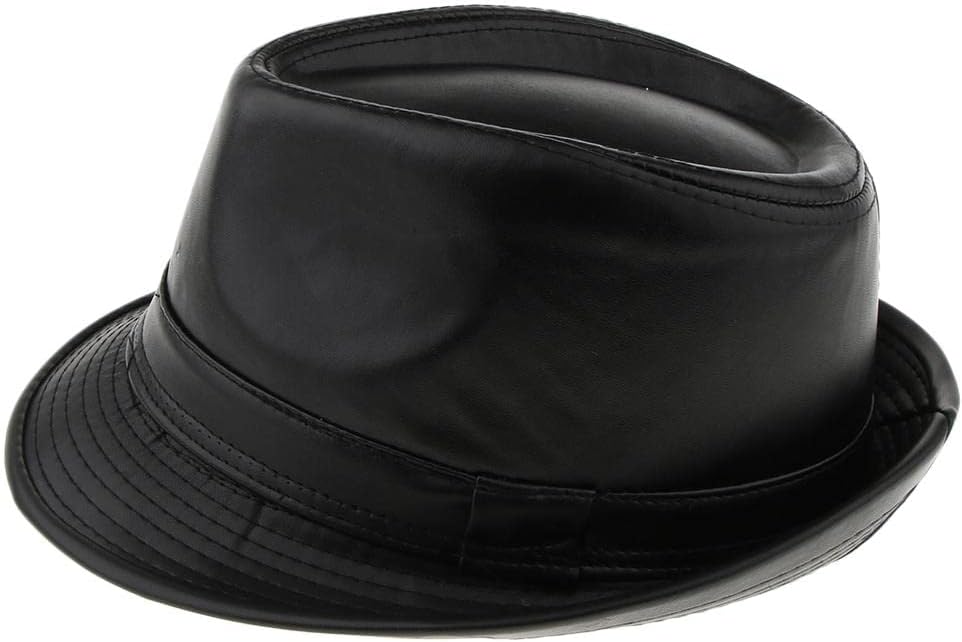 Men Winter Fashion Leather Fedora Hat Church Gentleman Panama Felt Jazz Cap