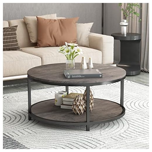 NSdirect Rustic Round Coffee Table, 36-Inch