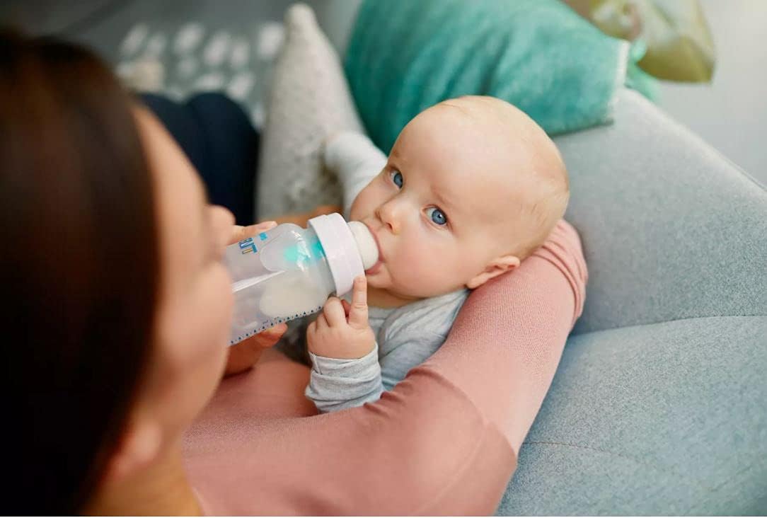 Baby being fed with Philips Avent Anti-Colic Bottle