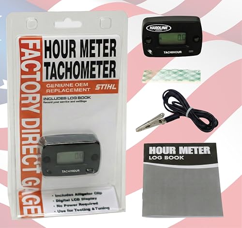 Hardline Products USA EDT9 Inductive Hour Meter &amp; Digital Tachometer - Replacement for STIHL 5910 850 1100 - Waterproof RPM Gauge for Chainsaws, Generators, &amp; 2/4 Stroke Small Engines – HR-8061-EDT9