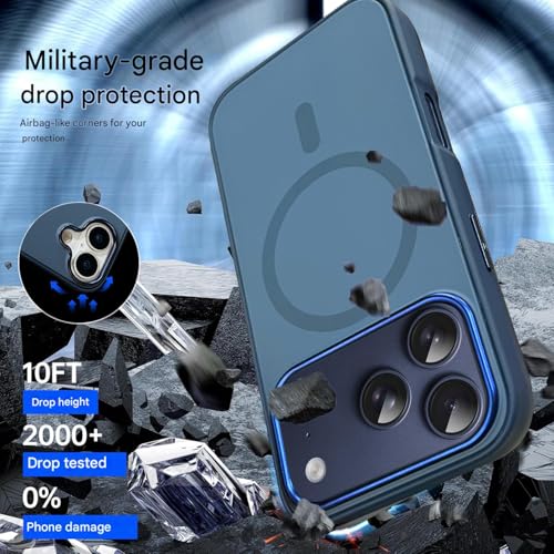 Image of Elzzi Magnetic for iPhone 17 Pro Max Case (2025)(Compatible with MagSafe)(Military Grade Drop Protection) Matte Shockproof with Anti-Fingerprint Phone Cover, 6.9''|Blue