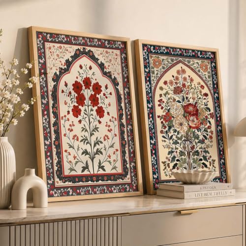 Image of kotart - Pichwai Art Painting for Wall Decoration Wall Poster With frames Traditional Indian Art Madhubani Paintings for Living Room Framed Painting Home Room Bedroom Office Decor Paintings Home Decoration Indian Decor Frames set of 2 (1, (14x20 Inch), Framed)