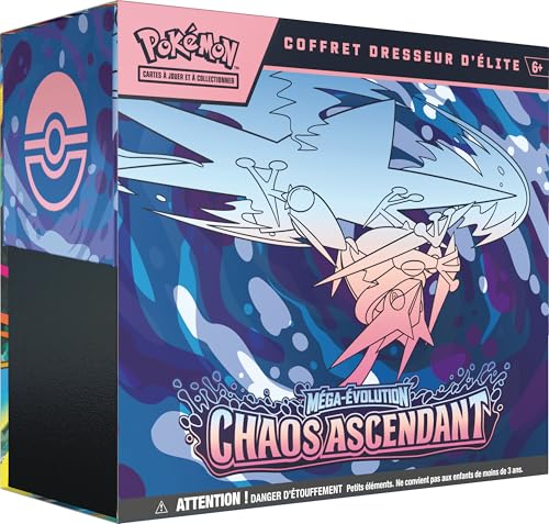 Pokémon : Coffret Dresseur d’élite Chaos Ascendant (1 Carte Promo entièrement illustrée, 9 boosters et des Accessoires de Jeu Premium)