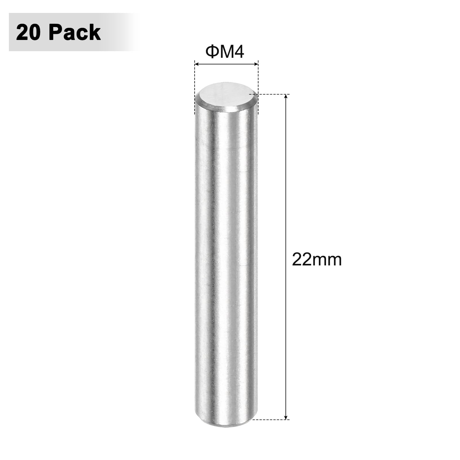 M METERXITY 20-Pack 4 x 22 mm Dowel Pin, 316 Stainless Steel Support Pin Fastener Elements for Metal Devices/Wooden Projects - Image 3