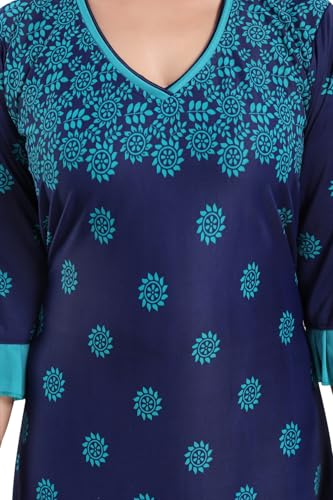 Image of Fabme Women's Crepe Printed Flare Nighty with Long Sleeves /Night Gown /Nightwear /Maxi - Value Combo