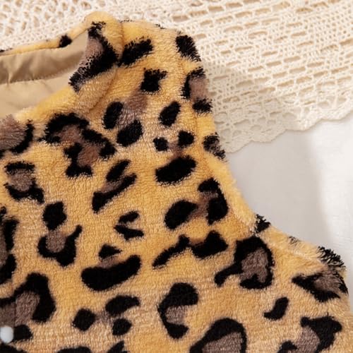 Kids Unisex Leopard Print Sherpa Fleece Vest Winter Fall Sleeveless Keep Warm Press Buttons Jacket Coat3