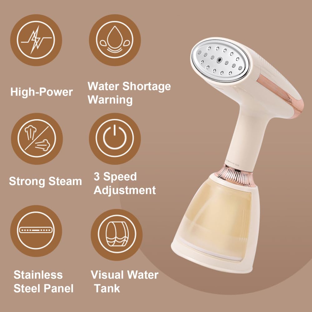 Hand Dampfglätter, 2-in-1 Bügel- Und Faltenentferner, Schnelles Aufheizen, Tragbarer Reise Dampfglätter für Kleidung mit Reinigungsbürste für Zuhause, Büro, Reisen, Weiß