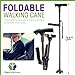 Smart Walking Cane with LED Light - Foldable, Adjustable Cane with Flashlight & Alarm for Seniors, Men & Women - Self Standing Tripod Cane - Collapsible Travel Support Stick