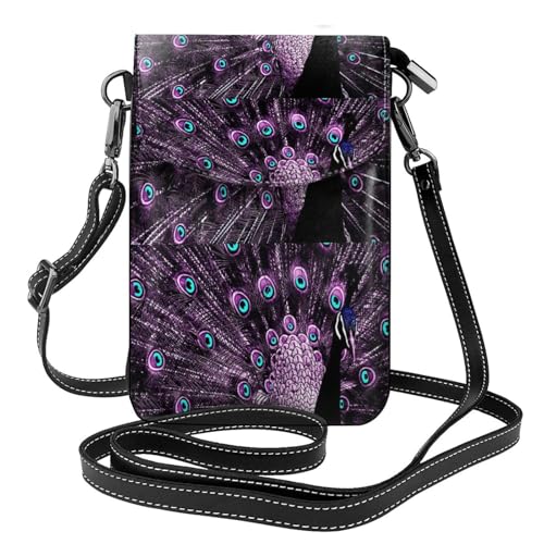 Portefeuille en cuir PU paon violet et petit sac bandoulière porte-téléphone