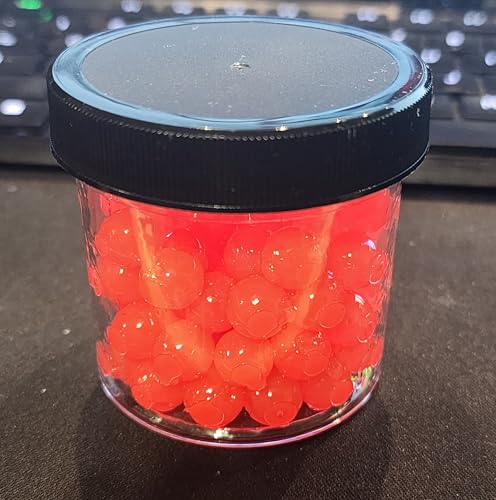 80 10mm Garlic Scented Single Rubber Eggs with Jar - Florescent Red