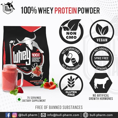 Image of 100% Whey Protein Powder, 5 Lbs | Supports Lean Muscle & Recovery | Fast Absorption | Natural BCAA & EAA | Non-GMO, Soy & Gluten-Free | FSSAI Approved (Strawberry Caramel)