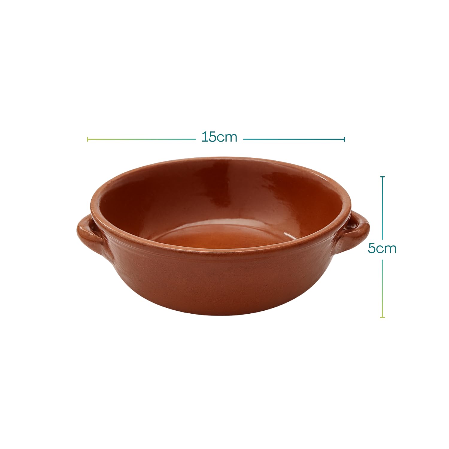 Virsus 6 Tegamini in Coccio Monoporzione, Misura 15x5 cm, Ciotole in Terracotta con maniglie, Terrine adatti al Forno, per Gnocchi, Fusilli, Lasagne, Parmigiana, Pasta al Forno, Made in Italy