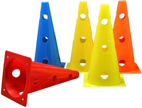 BESPORTBLE 5 conos de agilidad de plástico, conos de fútbol para entrenamiento de agilidad, conos de marcador de colores con agujero para