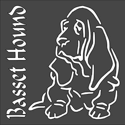 Basset Hound Dog Logo Stencil Reusable Sturdy Flexible Clear Plastic 1-5.5x5.5 in Arts and Crafts Material Scrapbooking for Airbrush Painting Drawing