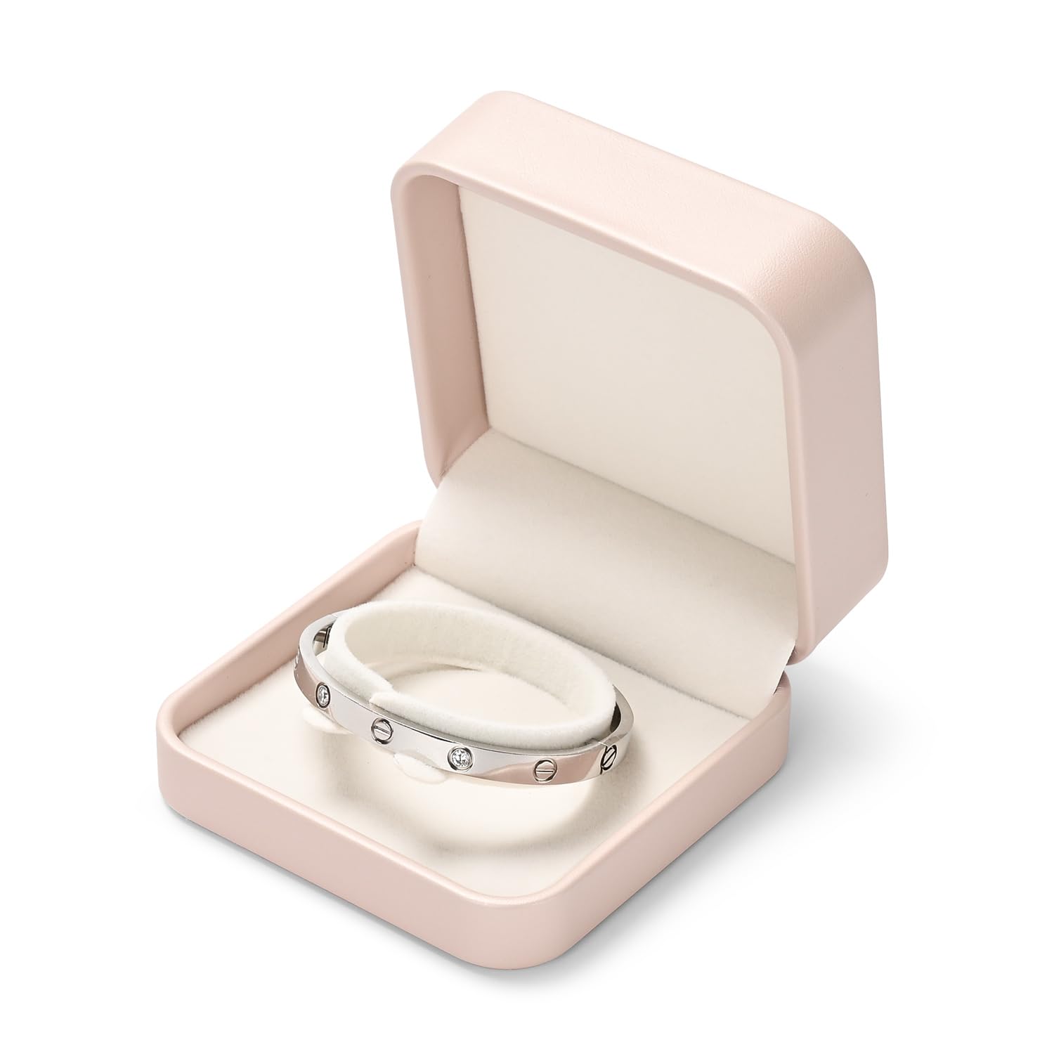Scatola Per Bracciali In Pelle PU - 9x9x4.8cm, Interno In Velluto - Regalo Per Compleanno O San Valentino