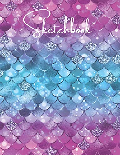 SKETCHBOOK 110 Page Sketch Book for Drawing, Sketching, Coloring, Doodling Blue Pink Mermaid
