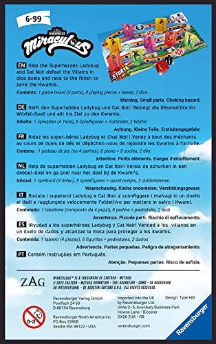 Ravensburger Mitbringspiel - 20893 - Miraculous Würfel-Duell, Spannendes Würfelspiel mit Lady Bug und Cat Noir ab 6 Jahren