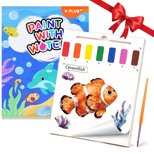 YPLUS Dipingi con Libri ad Acqua per Bambini Piccoli， Carta per Pittura ad Acquerello per Bambini 1-4 Anni， Regalo Artistico con Pennello Inclusi-oceano