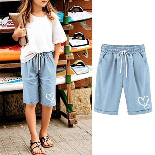 Girls Bermuda Shorts Knee Length Straight Leg Short Loose Casual Cute Solid Drawstring Elastic Waist Jorts Summer Trendy2