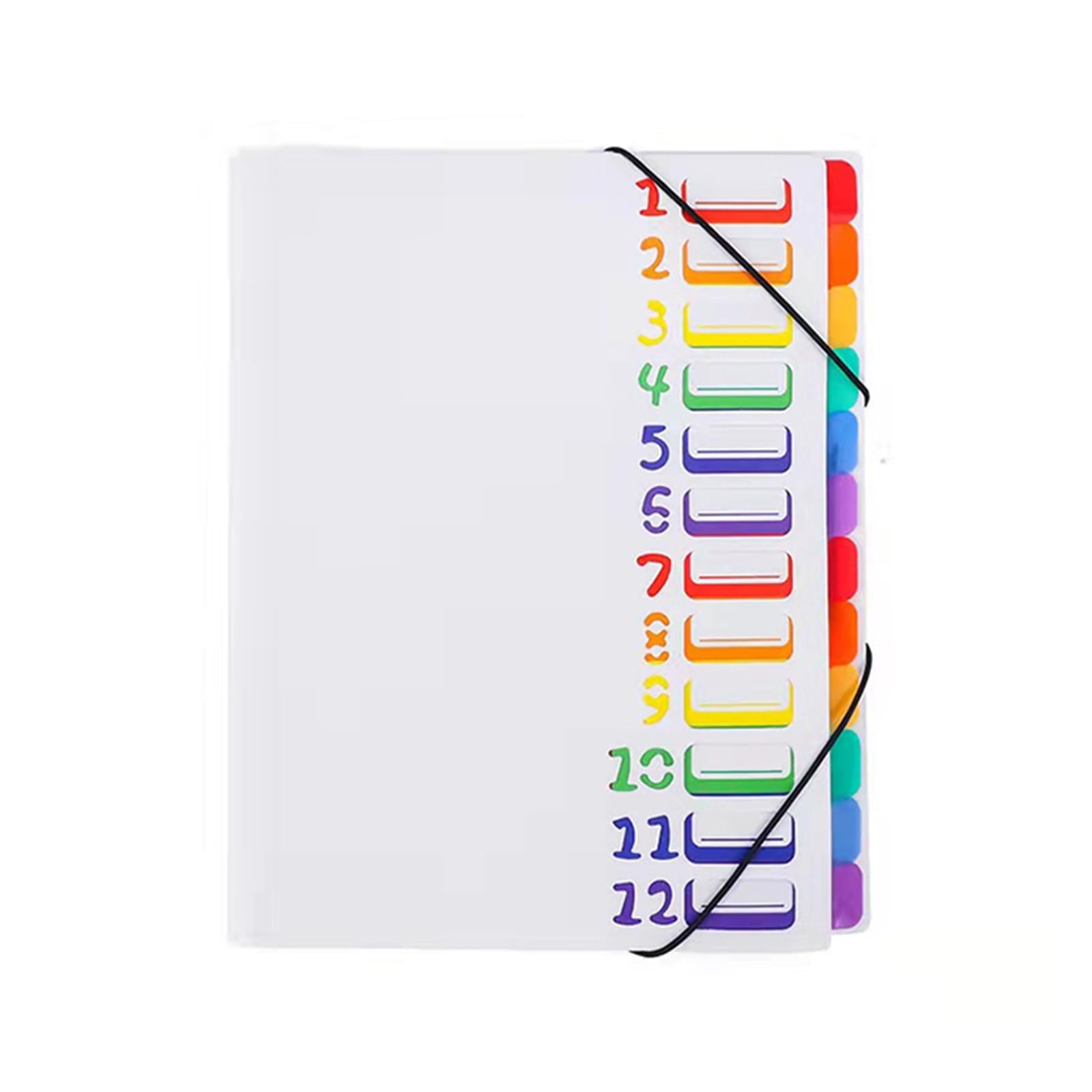 Organizer per documenti con elastico Cartella portadocumenti A4 con cordino Arcobaleno | Indice di classificazione di identificazione con 12 divisori Documento di archiviazione del prodotto( )