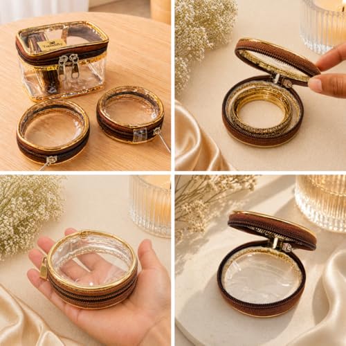 Image of Trendifly Set of 3 Transparent PVC Bangle Bracelet Chudi Case Organiser Box Pouch for Women | Multipurpose Travel Jewelry Earrings Rings Chain Storage Organizer