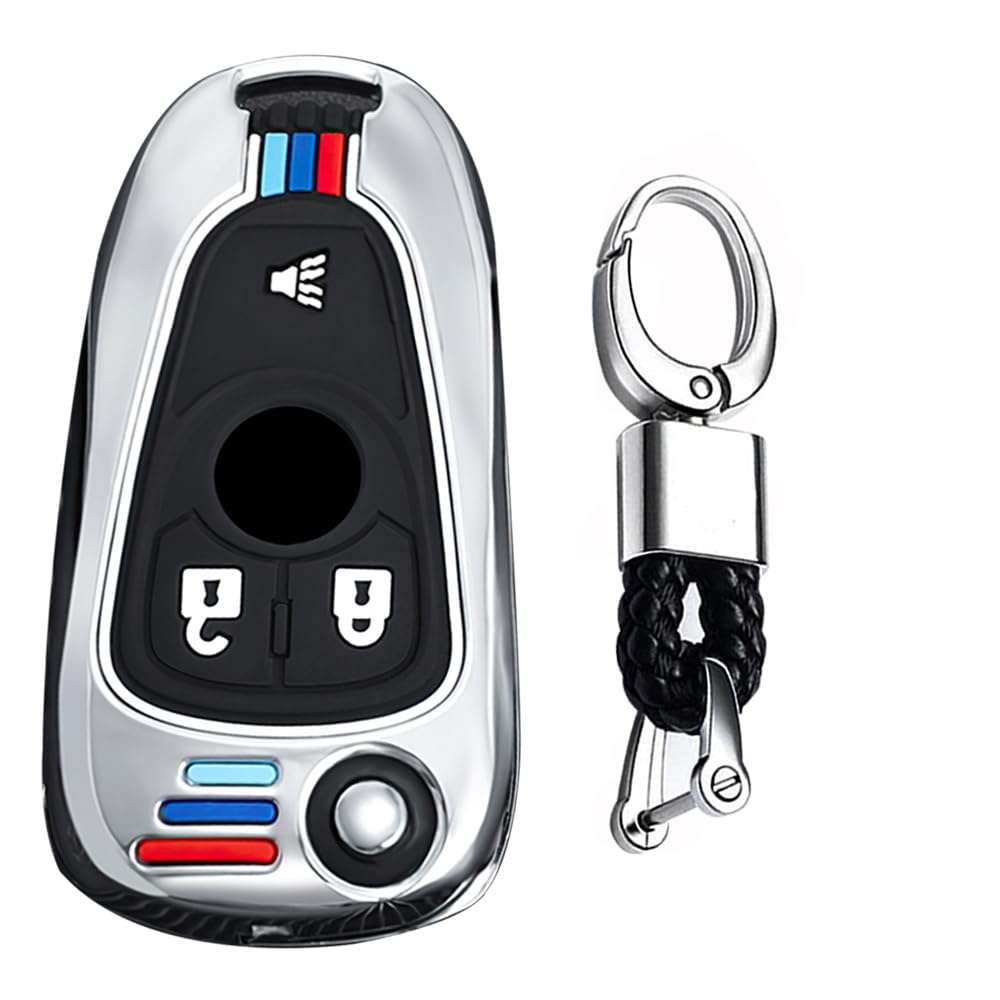 Coque de clé à rabat pour Buick Encore et Regal - Boîtier argenté 3 boutons - 8
