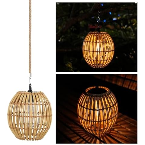 Tom-shine Hanging Solar Lantern Outdoor Waterproof, IP44 Boho Rattan Solar Hanging Light, Large Solar Lantern for Porch Yard Pathway Garden Decor(Bulb Included) Cover