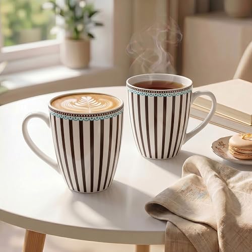 Image of UPC Premium Bone China Coffee Mug Set of 2 | Elegant Ceramic Tea & Coffee Cups for Home, Office & Cafe | Lightweight, Durable, Microwave & Dishwasher Safe Mug Set | Luxury Drinkware Collection