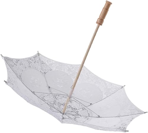 Zerodeko Paraguas de encaje bordado vintage para boda nupcial paraguas de fiesta de los años 20 disfraz de fotos accesorios para boda fiesta