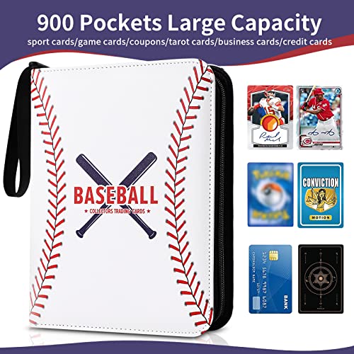 Baseball Card Binder With Sleeves, 900 Pockets Trading Card Holder Protectors Albums, Card Storage Organizer Case Compatible With Topps Baseball Card And Other Trading Cards #TOP2