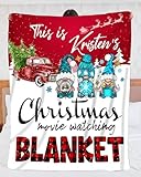 HOGAK Personalized Christmas Throw Blanket - Custom Name Movie Watching Blanket With Gnomes - This Is My Christmas Movie Blanket Gift