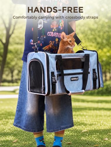 Soft Sided Pet Carrier, Travel Friendly, Small to Medium Cats 15 lbs | Seatbelt Buckles, Luggage Sleeve, Foldable Ventilated, Delta United American Airlines In-Cabin Under Seat Dog Crate Carry Bag - Image 7