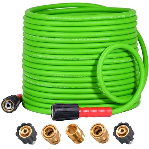 YAMATIC Hochdruckreiniger Schlauch 15m - Knickfreier Ersatzschlauch 220 bar 1/4 Flexibler HD-Schlauch mit M22-14mm & 3/8 Adapter Profi-Zubehör für Benzin-Hochdruckreiniger (NICHT für Kärcher)