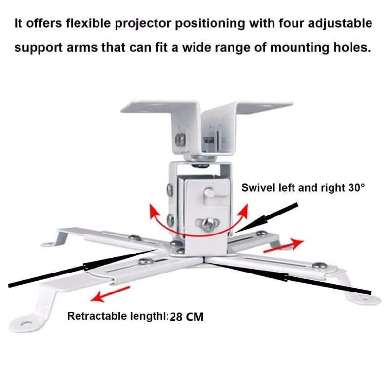 Image of 4ft Adjustable Projector Ceiling Mount Stand | 40 to 48 Inch (4 Feet) Extendable Bracket | Universal Tilt, Swivel & Rotate Wall /Ceiling Projector Mount | Heavy-Duty Frame#3