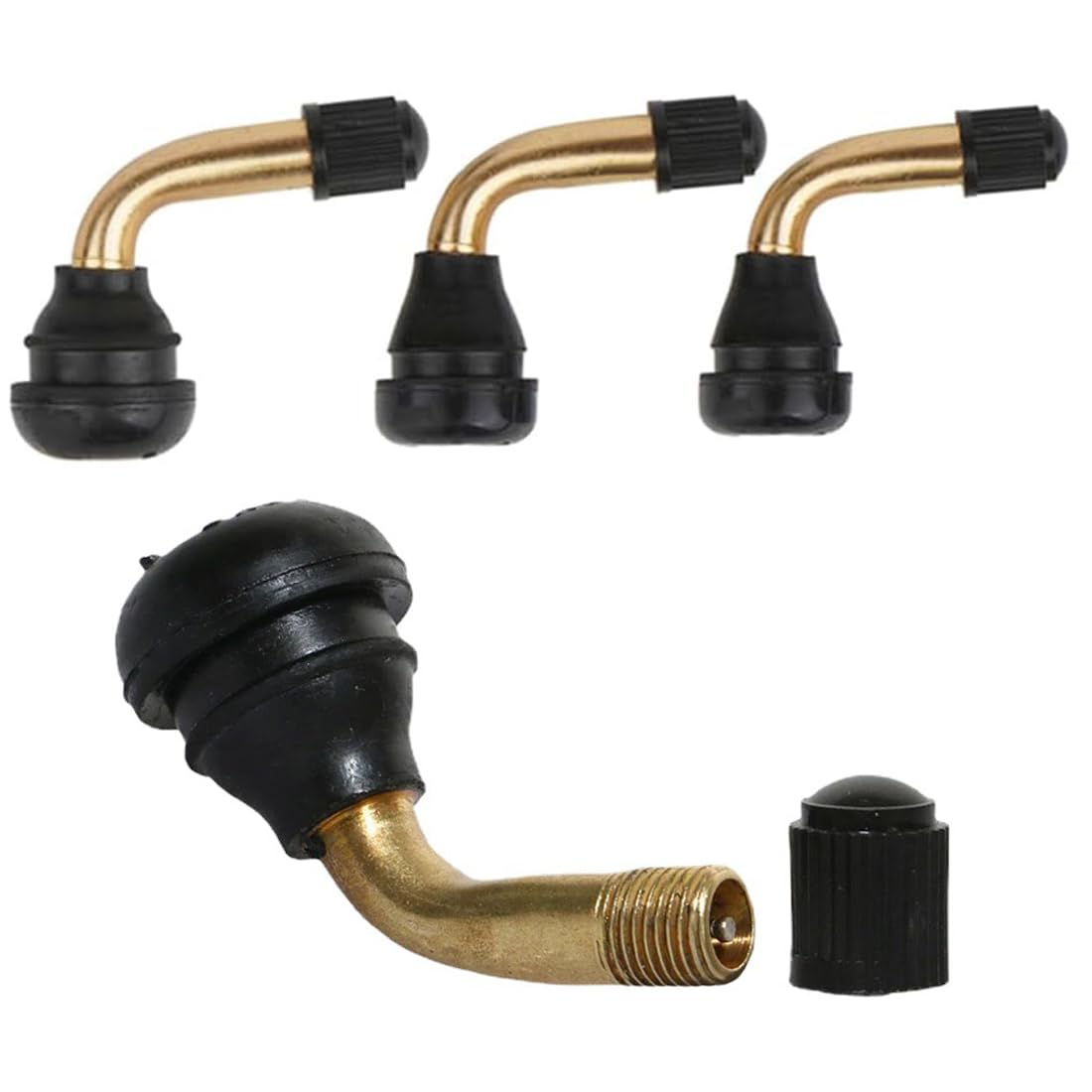 Tubeless Valves for Motorcycles, 4 Pieces 90 Degree Valve Extensions, Car Wheel Valve, Durable and Good Sealing, Suitable for Motorcycles, Electric Vehicles, Scooters