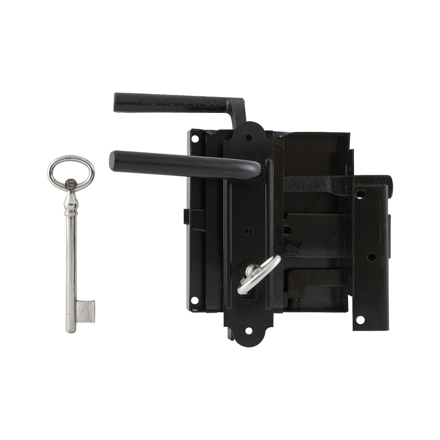 Kastenschloss BB mit hebender Falle - Aufschraubschloss DM 60mm - Türschloss rechts, Stahl schwarz lackiert