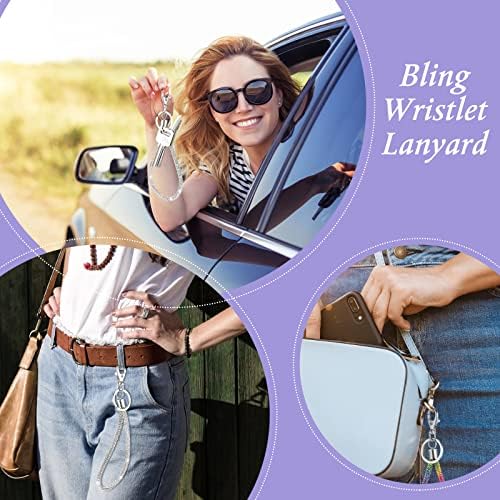 3 Items Bling Wristlet Keychain Wristlet Lanyard Keychains for Ladies Rhinestone Lanyards for Keys Wristlet Keychain for Ladies Keychain Pockets Credit score Card Holder (White, AB Shade, Rainbow Shade) 6 51scAhUBuXL. AC