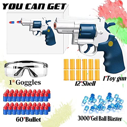 Toy Gun Soft Bullet Toy Revolver, Educational Model Toys Pistol Shooting Games Shell Ejecting Toy Guns Foam Blaster, Can Fire Sponge Bullets, Water Gel Beads, Gifts For Kids Boys Girls #TOP1