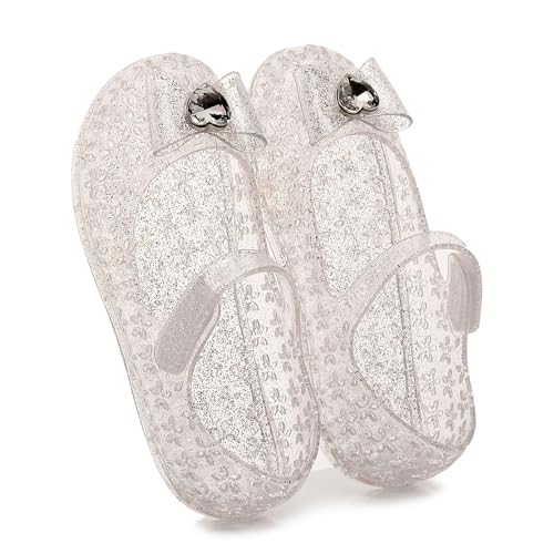 Little Girls Jelly Sandals Kids Toddler Princess Dress Up Birthday Dance Party Glitter Heart Bowknot Mary Jane Shoes3