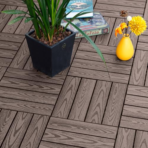 ウッドパネル 人工木 アイウッド 30×30cm厚み2cm 正方形 ジョイント式ベランダタイル 簡単設置 高強度樹脂製 防腐・防錆・耐酸性 防潮防虫 屋内外兼用 置くだけ DIY 無毒ECO素材 ベランダ/庭/ペットサークル用 日本雨風対応(15枚セット)