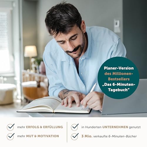 6-Minuten Erfolgsjournal – #1 Tagesplaner 2026 für Fokus & Motivation – Undatierter To Do Planer – Erfolgstagebuch für gelassene Zielerreichung