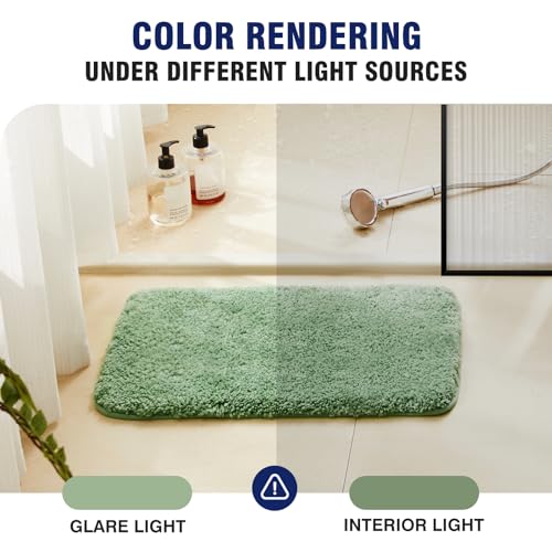 TECHMILLY Super Soft Shaggy Bathroom Rugs, Absorbent Thick Non Slip Microfiber Bath Rugs, Quick Dry Machine Washable Bath Mat for Bathroom Floor, Bathtub and Shower 17"x24"