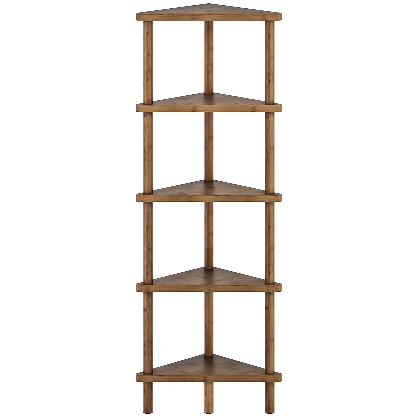 HOOBRO Corner Shelf Stand, 5-Tier Bamboo Corner Bookshelf, Plant Display Shelf, Corner Bookcase, Multipurpose Shelving Unit for Small Space, Living Room, Easy Assembly, Mocha MA20CJ01-image-24
