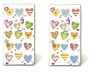 Taschentücher Bedruckt 20 Mini Farbenfrohe Herzen