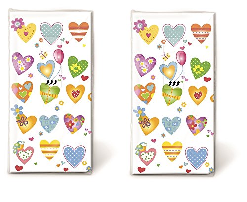 20 pañuelos (2 x 10) Diseño de corazones coloridos para bodas y lágrimas de alegría