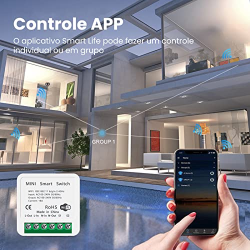 MIUCDA Mini Interruptor inteligente 10 PCS 16A wifi diy suporta 2 vias de controle, módulo de automa