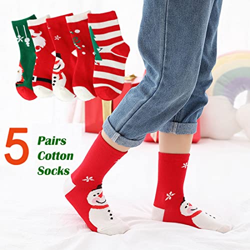 YXBQueen Meias infantis de Natal fofas para crianças meias aconchegantes 5 meias de desenho animado