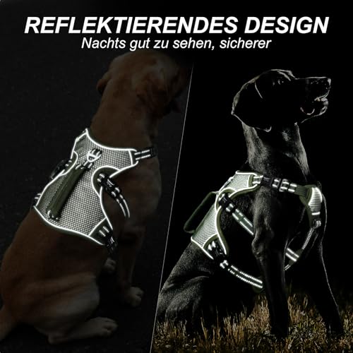 Image of HEELE Dog Harness, Escape Proof Dog Harness, Release on Neck, No Pull Reflective Adjustable Vest with Durable Handle, Dog Harness for Outdoor Training Walking, Dog Harness for Big /Active Dogs, XL