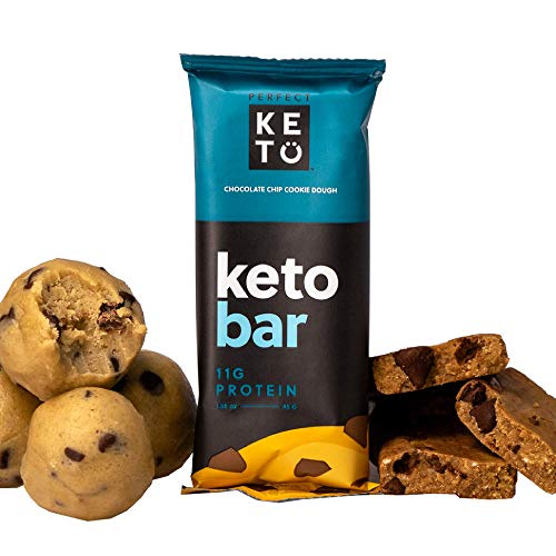 Perfect Keto Bars - The Cleanest Keto Snacks with Collagen and MCT. No Added Sugar, Keto Diet Friendly - 3g Net Carbs, 19g Fat, 11g protein - Keto Diet Food Dessert (Chocolate Chip, 12 Bars)